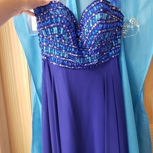 Blue Formal Dress with Beaded-top